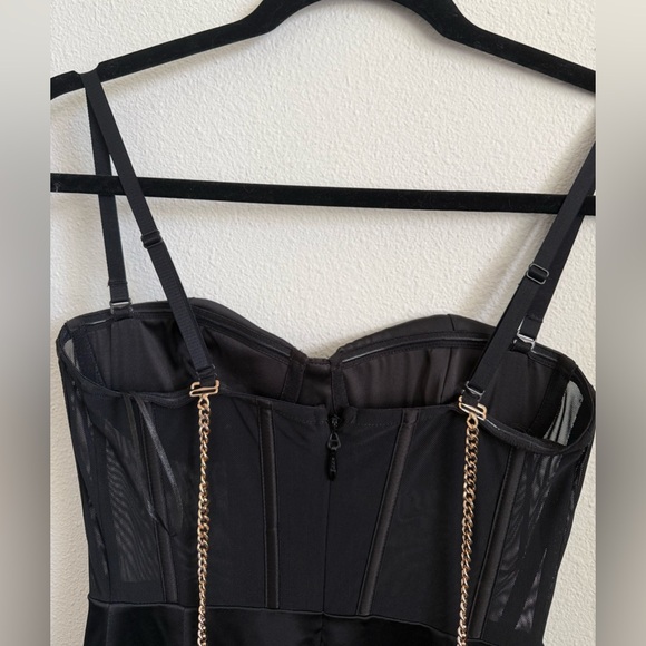 Meshki Talisa Chain Strap Side Split Corset Dress - Black - Picture 5 of 6
